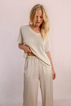 Pull en maille manches courtes