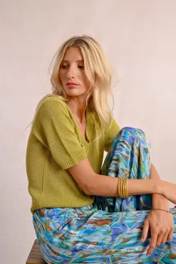 Pull en maille manches courtes