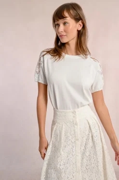Pull en maille, manches courtes en dentelle