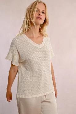 Pull en maille manches courtes