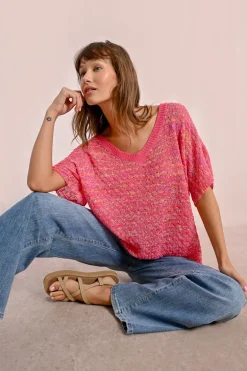 Pull en maille manches courtes