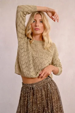 Pull en maille manches longues en semi-transparence