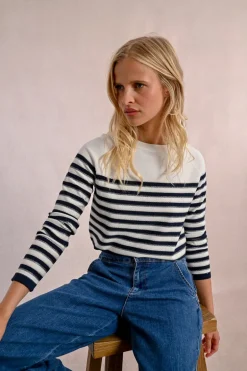 Pull en maille manches longues, marinière