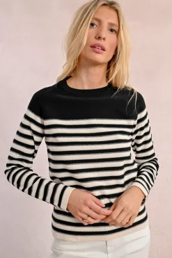 Pull en maille manches longues, marinière