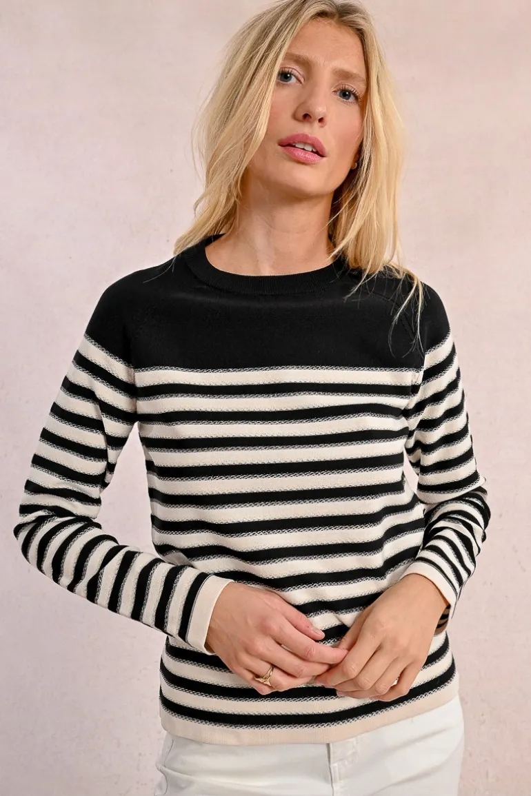 Pull en maille manches longues, marinière