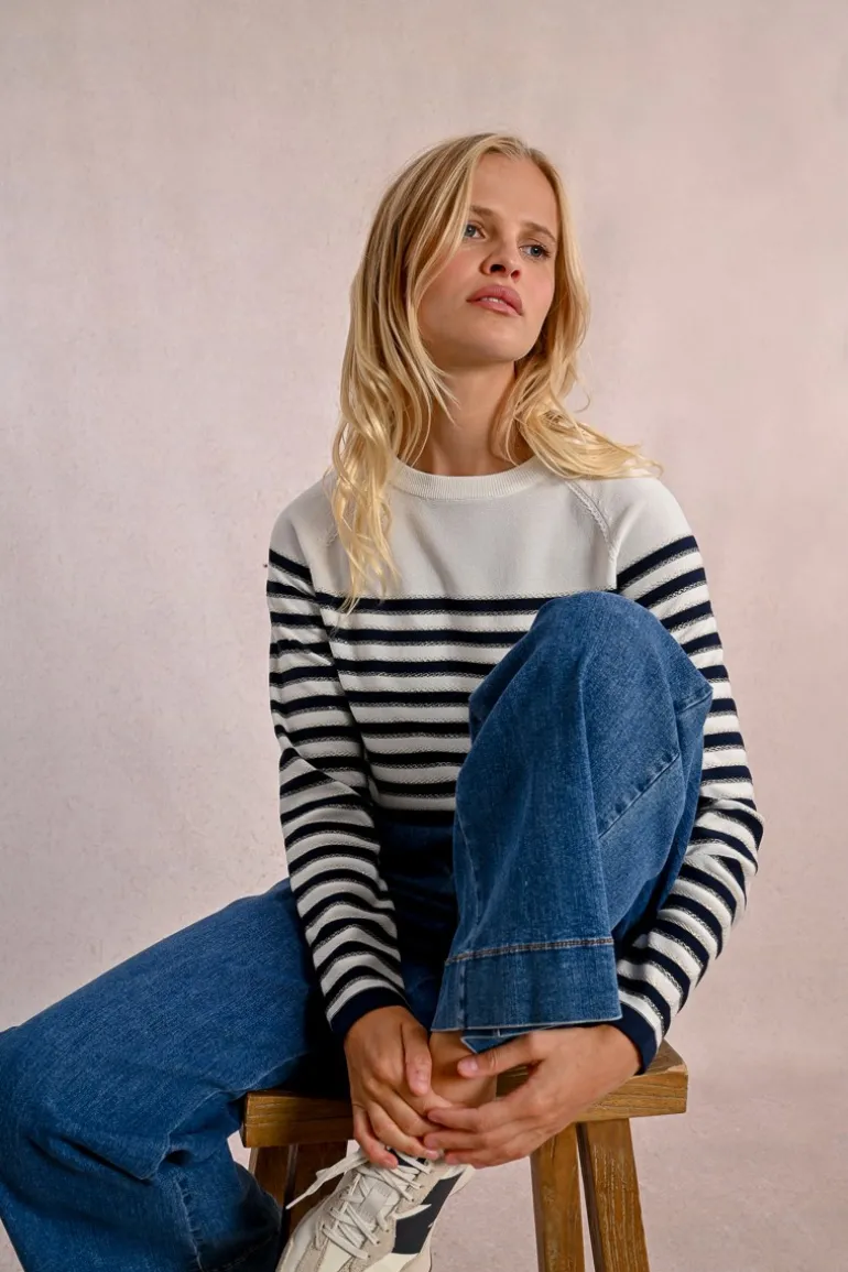 Pull en maille manches longues, marinière