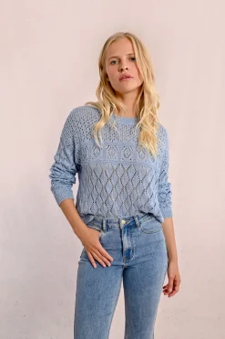Pull en maille manches longues en semi-transparence