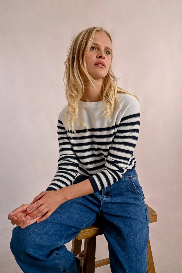 Pull en maille manches longues, marinière