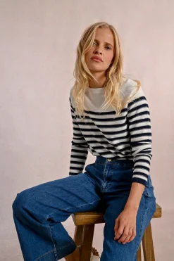 Pull en maille manches longues, marinière