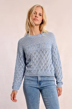 Pull en maille manches longues en semi-transparence