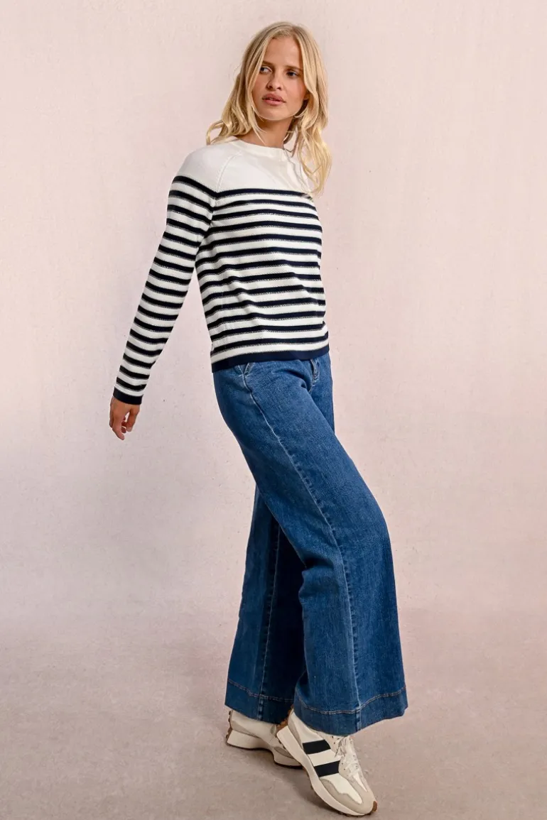 Pull en maille manches longues, marinière