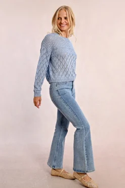 Pull en maille manches longues en semi-transparence