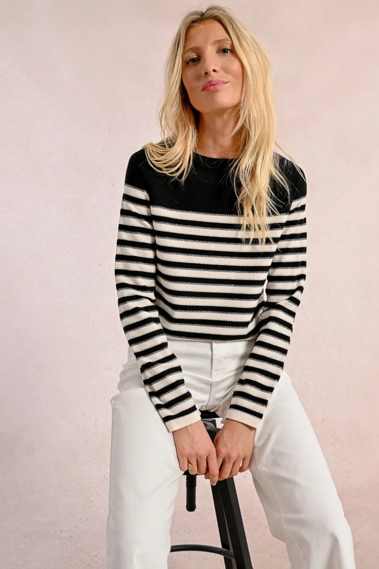 Pull en maille manches longues, marinière