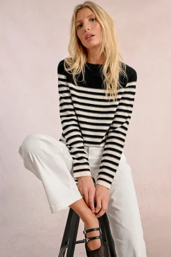 Pull en maille manches longues, marinière