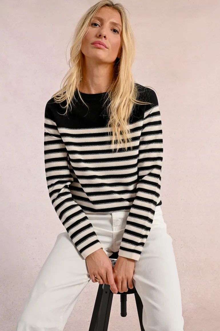 Pull en maille manches longues, marinière