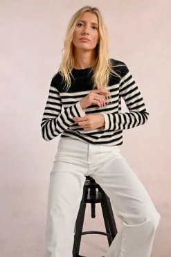 Pull en maille manches longues, marinière