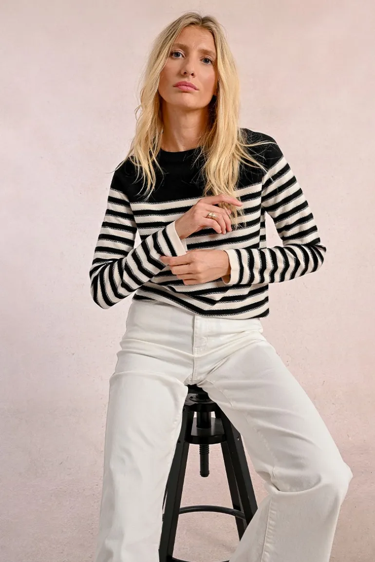 Pull en maille manches longues, marinière
