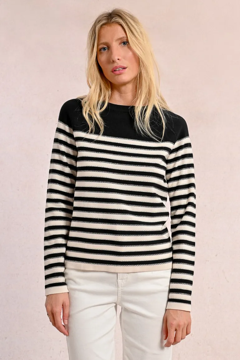 Pull en maille manches longues, marinière