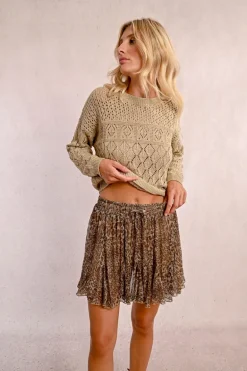 Pull en maille manches longues en semi-transparence