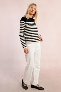 Pull en maille manches longues, marinière