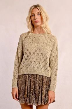 Pull en maille manches longues en semi-transparence