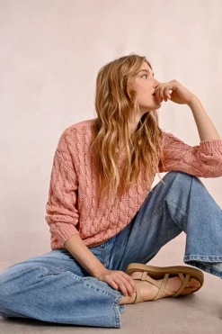 Pull en maille torsadé, manches longues