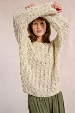 Pull en maille torsadé, manches longues