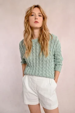 Pull en maille torsadé, manches longues