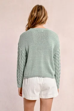 Pull en maille torsadé, manches longues