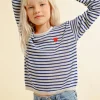 Pull marinière, c艙ur brodé