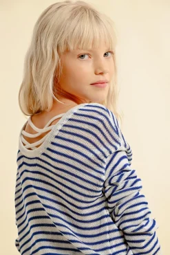 Pull marinière, c艙ur brodé
