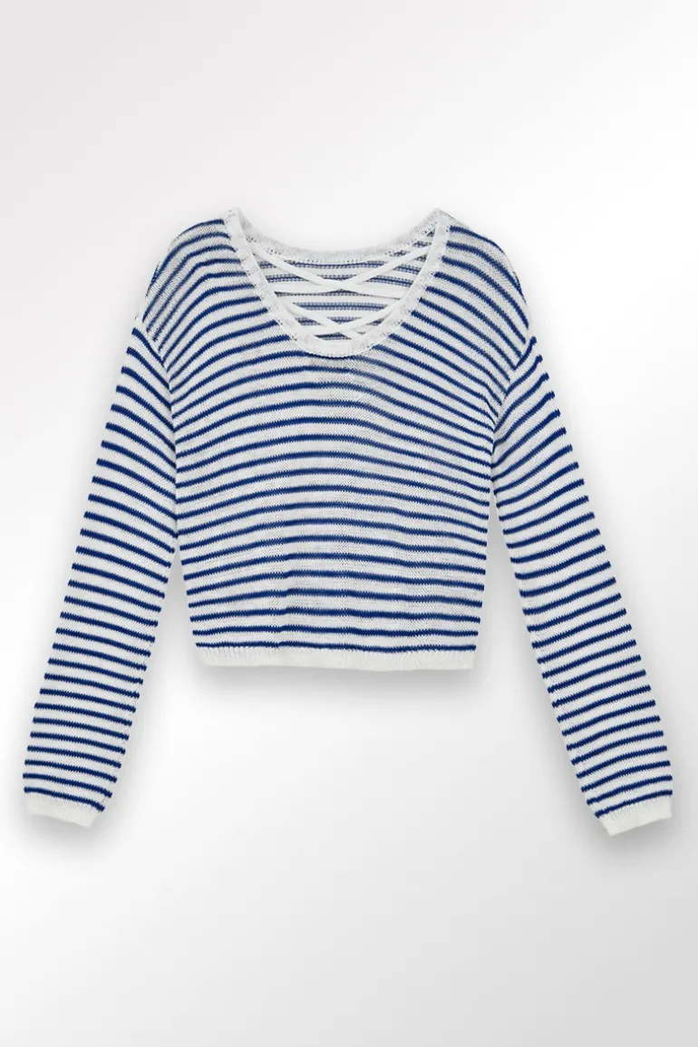 Pull marinière, c艙ur brodé
