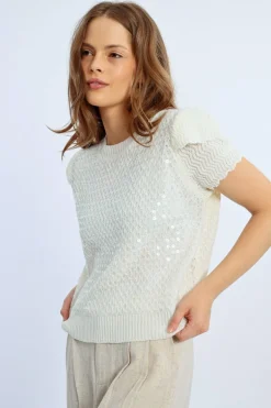 Pull sans manches parsemé de sequins