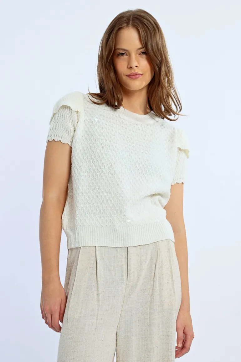 Pull sans manches parsemé de sequins
