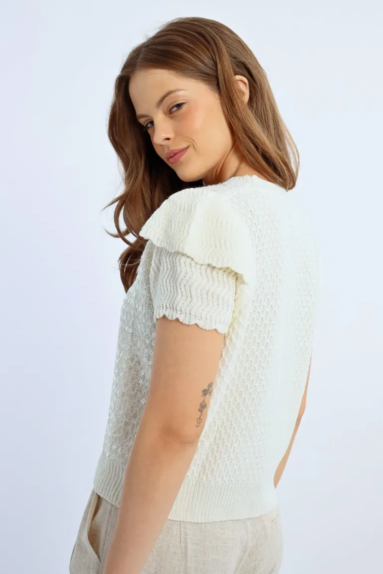 Pull sans manches parsemé de sequins