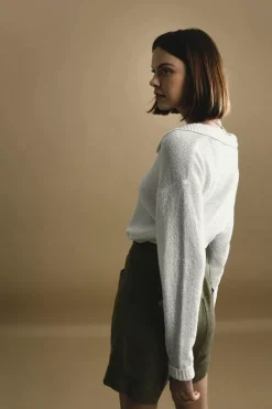 Pull souple col V à revers