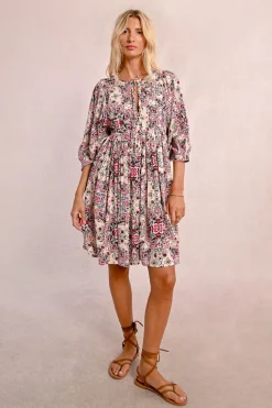 Robe bohème courte, imprimée