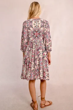 Robe bohème courte, imprimée