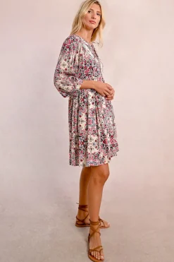 Robe bohème courte, imprimée