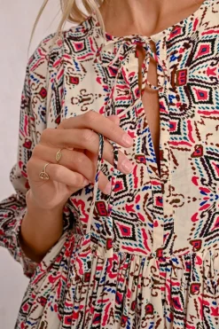 Robe bohème courte, imprimée
