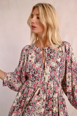 Robe bohème courte, imprimée