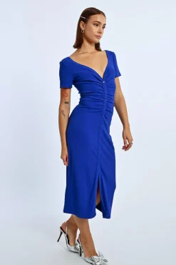 Robe boutonnée à fronces