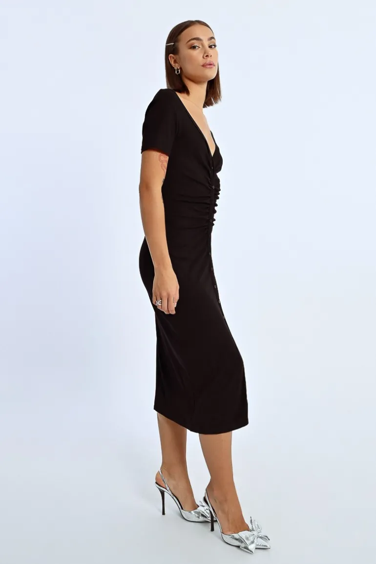 Robe boutonnée à fronces