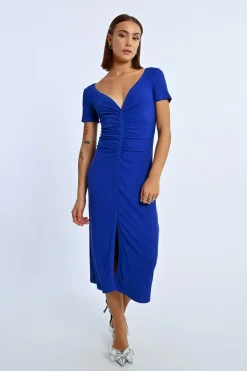 Robe boutonnée à fronces