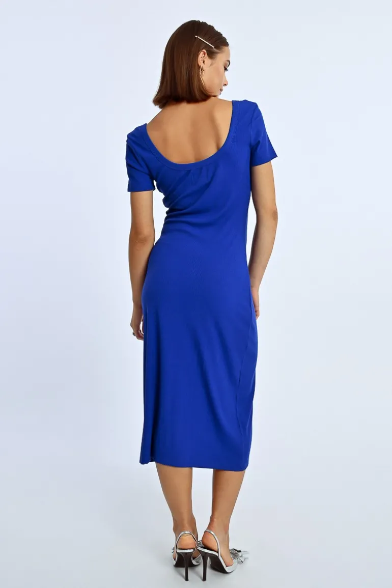 Robe boutonnée à fronces