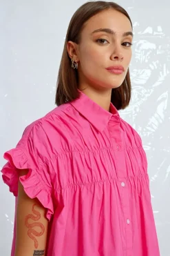 Robe chemise à fronces