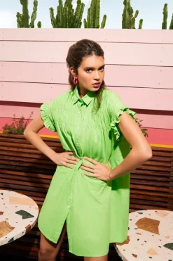 Robe chemise à fronces