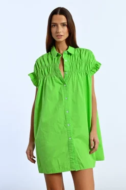 Robe chemise à fronces