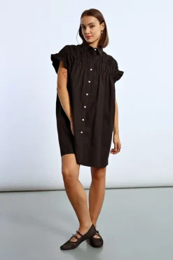 Robe chemise à fronces