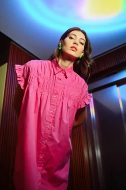 Robe chemise à fronces